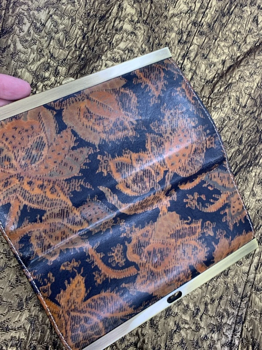 Patricia Nash Navy and Rust Floral Frame Wallet